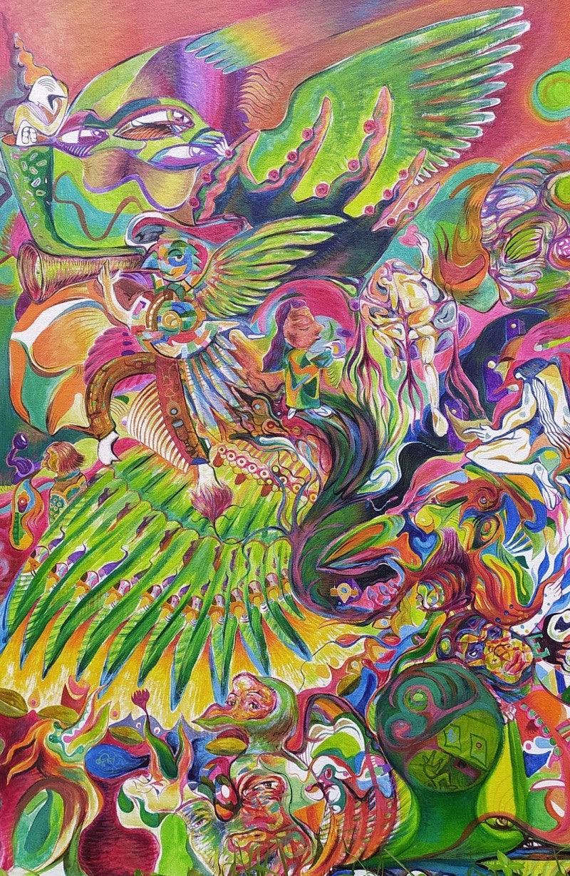 contemporary acrylic painting titled 'Untitled 2', 35x24 inches, by artist Girinath Gopinath on Canvas Board