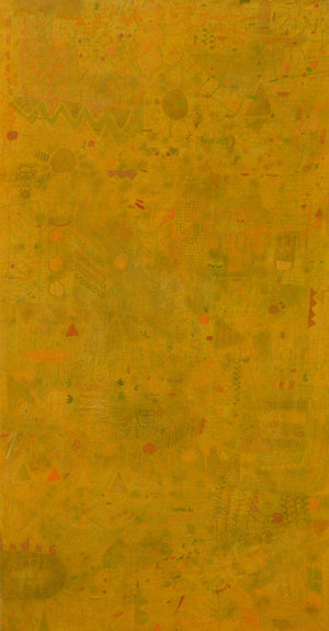 Abstract mixed media painting titled 'Untitled 2', 72x36 inches, by artist Yashvant Singh on Canvas