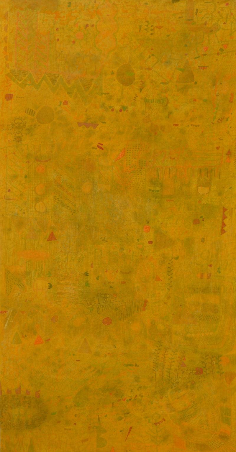 Abstract mixed media painting titled 'Untitled 2', 72x36 inches, by artist Yashvant Singh on Canvas