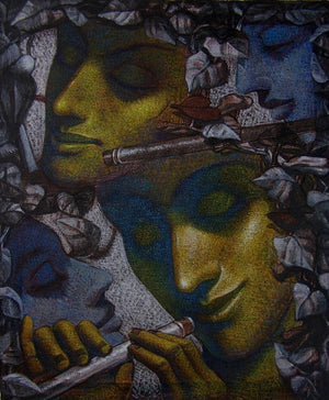 Figurative mixed media painting titled 'Untitled 2', 24x20 inches, by artist Arya Chowdhury on Canvas