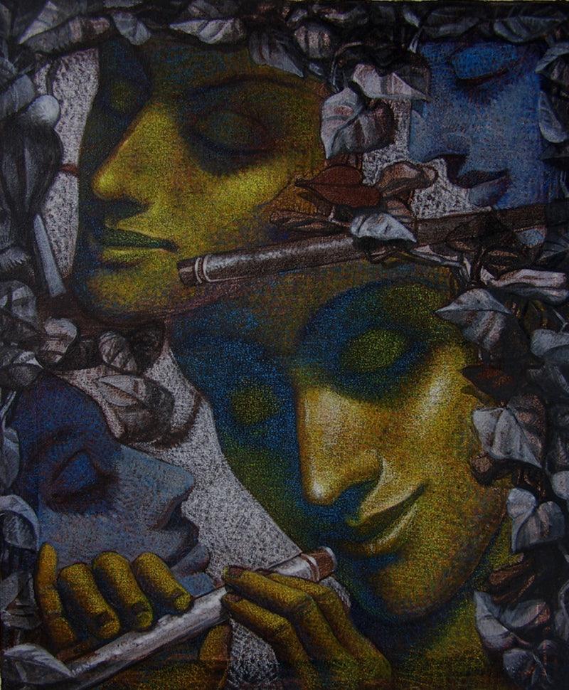 Figurative mixed media painting titled 'Untitled 2', 24x20 inches, by artist Arya Chowdhury on Canvas