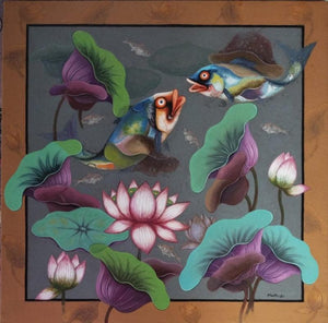 Animals acrylic painting titled 'Untitled 2', 24x24 inches, by artist Nur Ali on Canvas