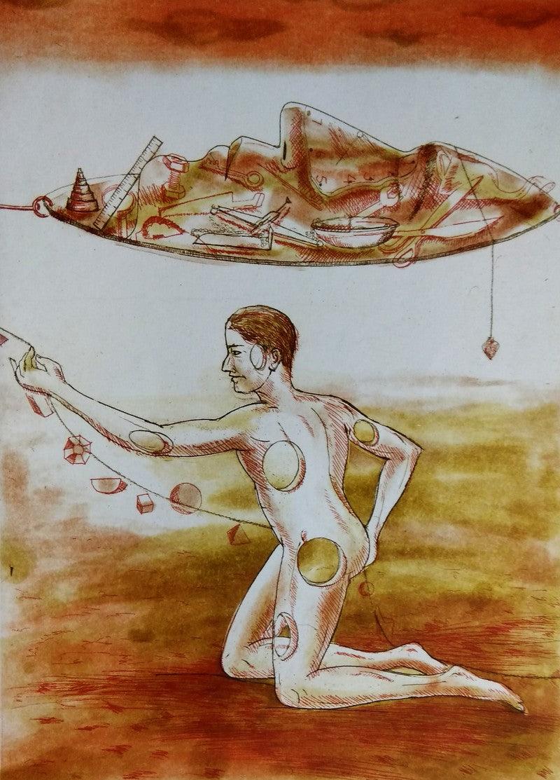 contemporary printmaking titled 'Untitled 2', 13x10 inches, by artist Sunil Darji on Paper