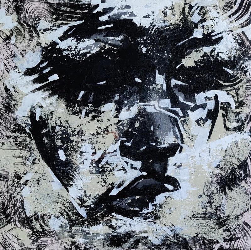 Portrait acrylic painting titled 'Untitled 2', 12x12 inches, by artist Vijay Shelar on Canvas