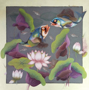 Animals acrylic painting titled 'Untitled 2', 24x24 inches, by artist Nur Ali on Canvas