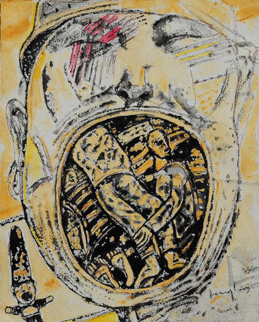 contemporary mixed media painting titled 'Untitled 2', 10x8 inches, by artist C Douglas on Canvas