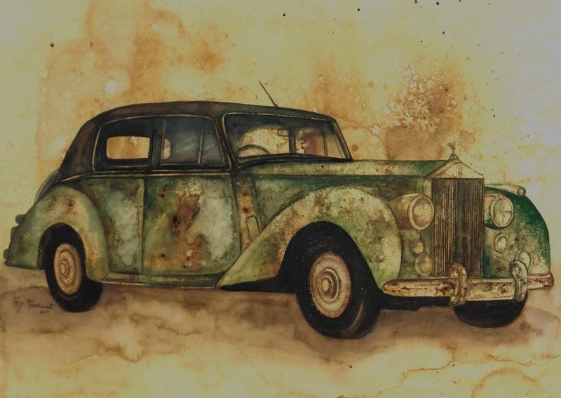 Transportation coffee & watercolor painting titled 'Untitled 2', 22x30 inches, by artist Afza Tamkanat on Acid Free Paper
