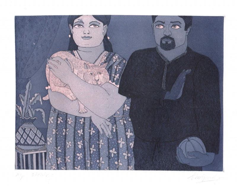 Figurative printmaking titled 'Untitled 2', 7x9 inches, by artist Shripad Gurav on Paper