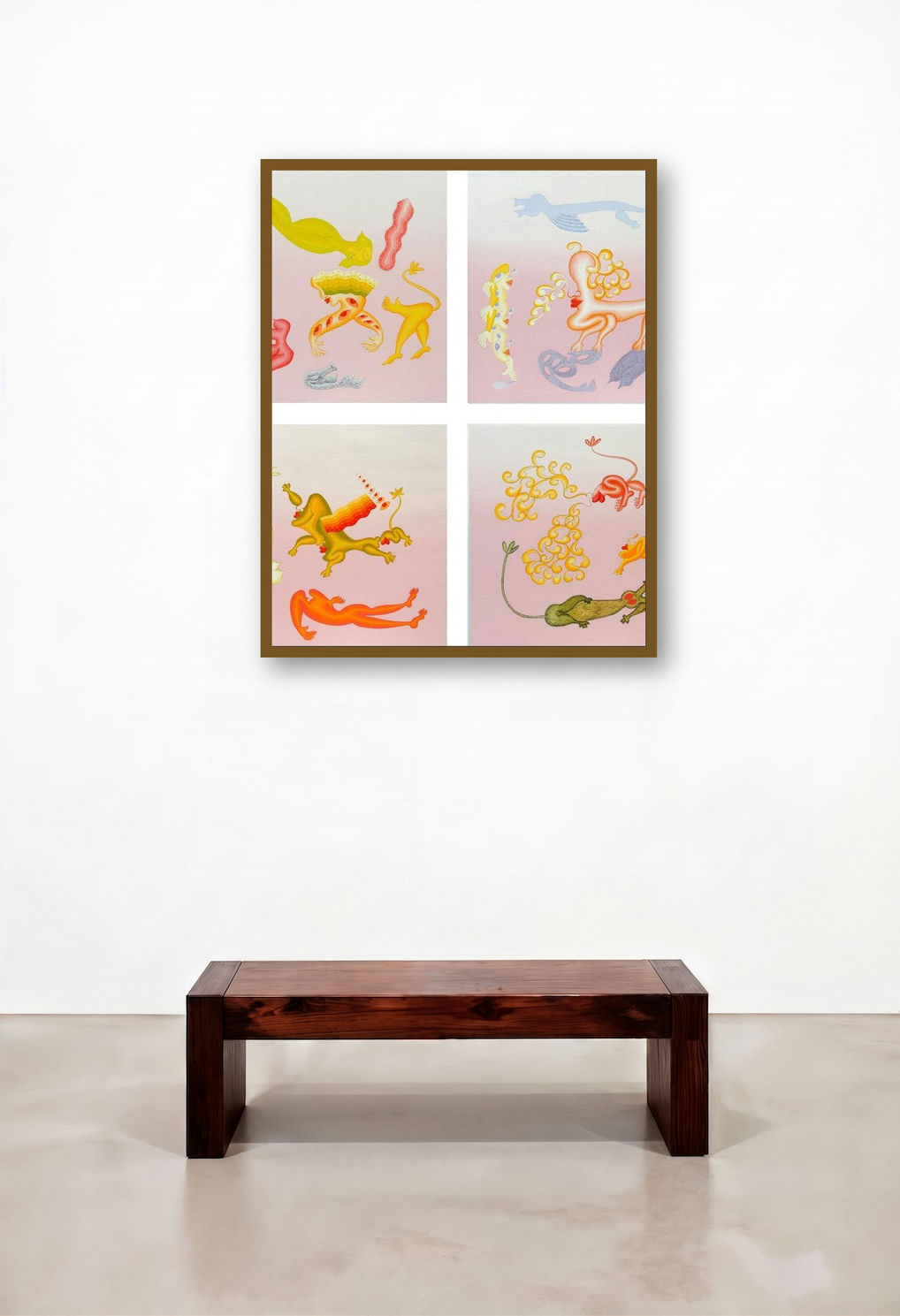 Untitled 2 (Metamorphosis) by artist Fayyaz Khan displayed in a Japandi Living Room