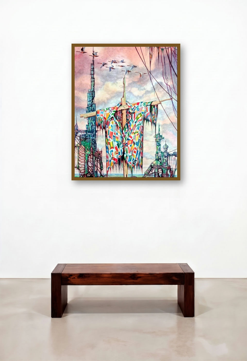 Untitled 2 (The End of Nations) by artist Bahuleyan C B displayed in a Minimalist Executive Office