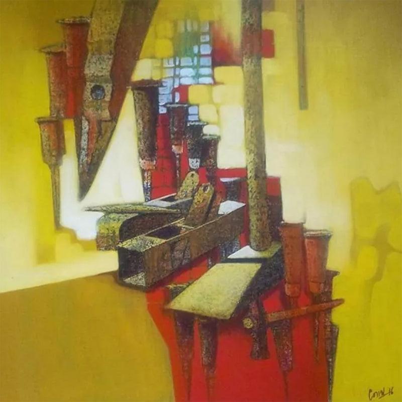 Abstract acrylic painting titled 'Untitled 2', 24x24 inches, by artist Navnath Kshirsagar on Canvas