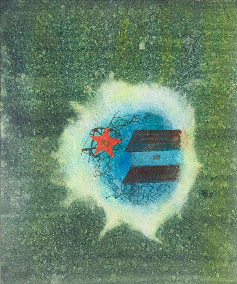 Landscape mixed media painting titled 'Untitled 2', 7x9 inches, by artist Midhun Gopi on Paper