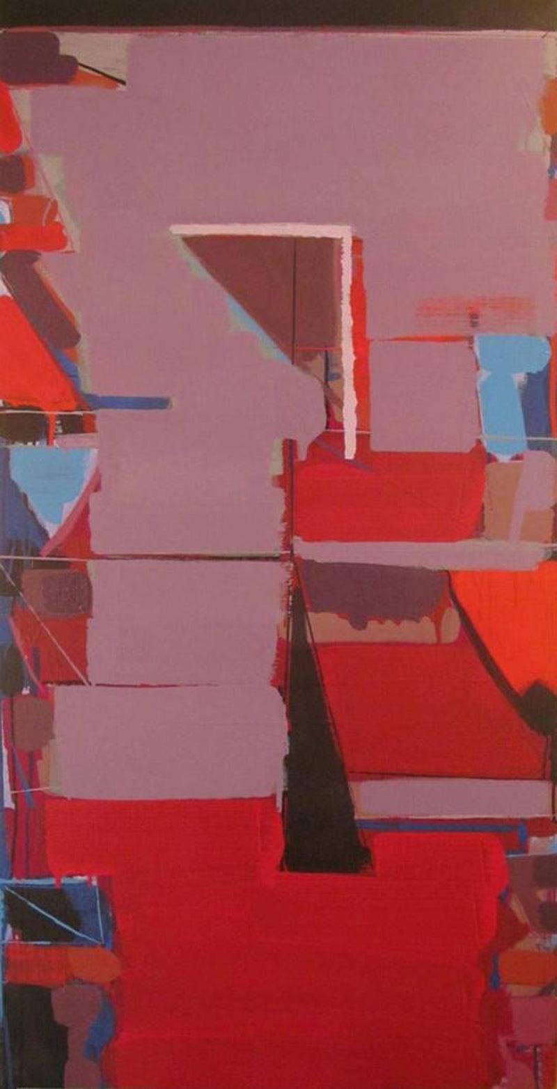 Abstract acrylic painting titled 'Untitled 2', 60x30 inches, by artist Ravindra Pawar on Canvas