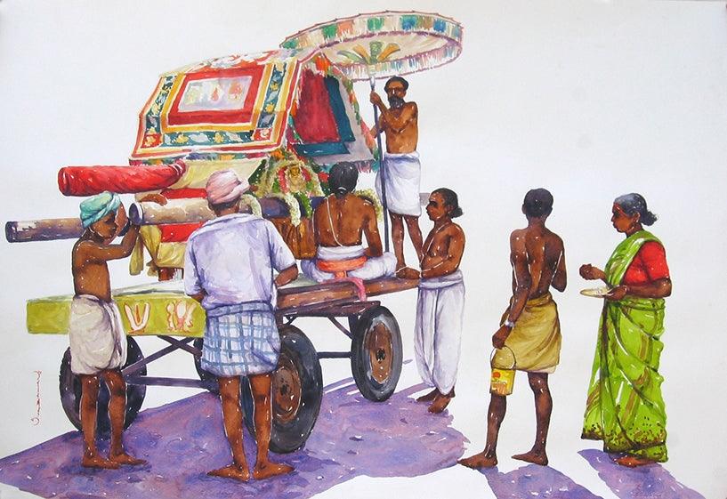 Figurative oil painting titled 'Untitled 2', 20x30 inches, by artist Siva Balan on Canvas