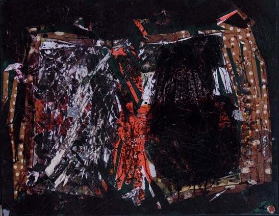 Abstract mixed media painting titled 'Untitled 2', 21x27 inches, by artist Sanjay Sawant on Mountboard
