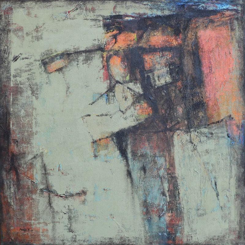 Abstract mixed media painting titled 'Untitled 2', 36x36 inches, by artist Anuja Paturkar on Canvas