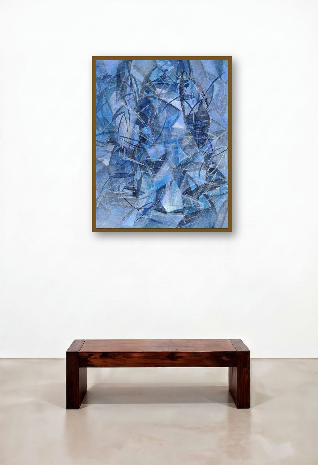 Untitled 2 (Oceanic Dreamscape) by artist Ashok Hinge displayed in a Contemporary Luxury Library