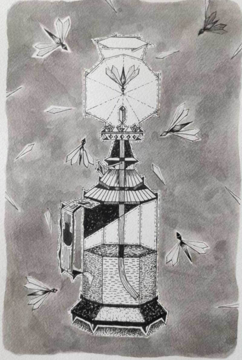 contemporary mixed media drawing titled 'Untitled 2', 12x8 inches, by artist Amol Khade on Paper