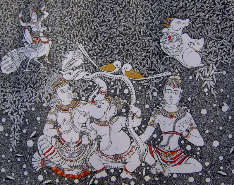 Religious mixed media drawing titled 'Untitled 2', 22x28 inches, by artist Dalip Chandolia on Paper