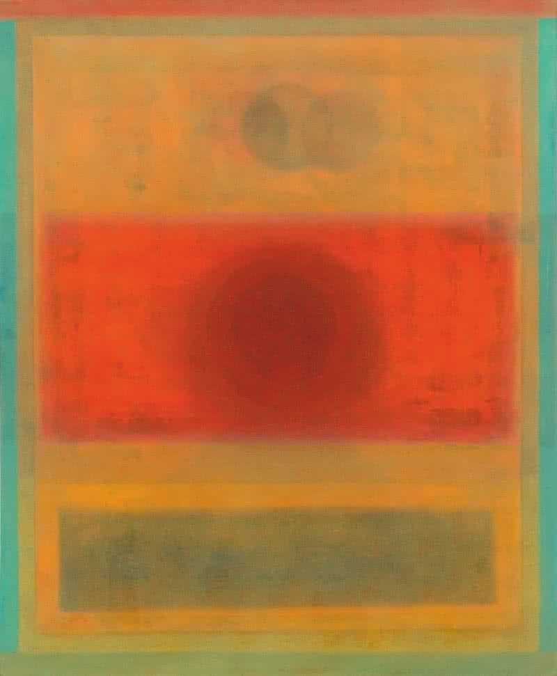 Abstract oil painting titled 'Untitled 2', 42x32 inches, by artist Khushal Khairnar on Canvas