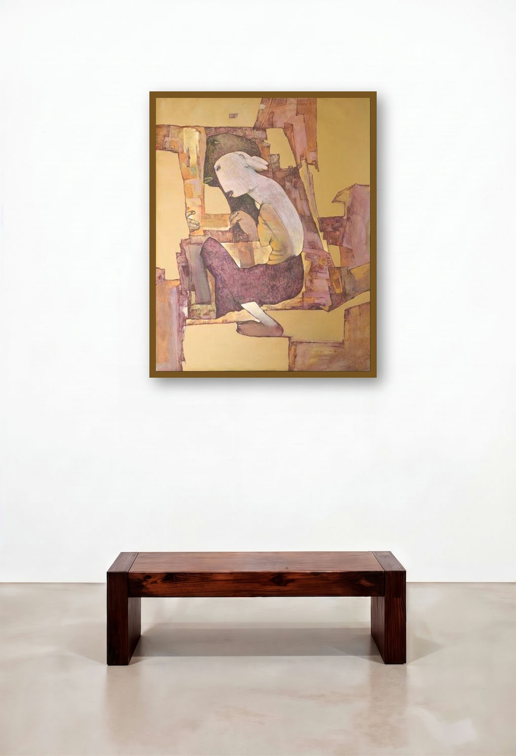 Untitled 2 (Inner Dialogue) by artist Raju Baviskar displayed in a Contemporary Luxury Lounge