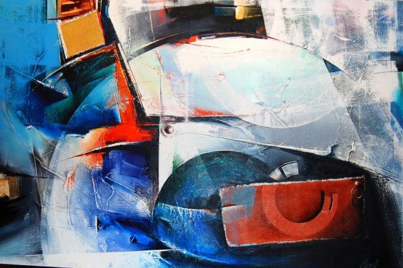 Abstract oil painting titled 'Untitled 2', 48x72 inches, by artist Murli Dhar Rai on Canvas