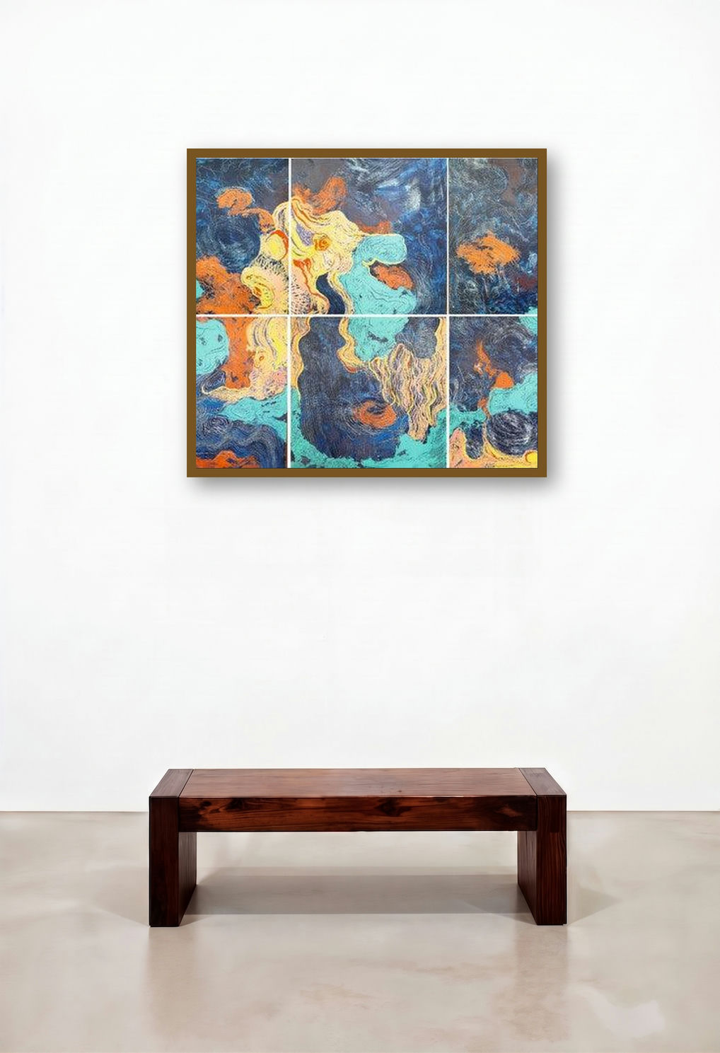 Untitled 2 (Azure Expanse) by artist Vanchha Dixit displayed in a Luxury Executive Office