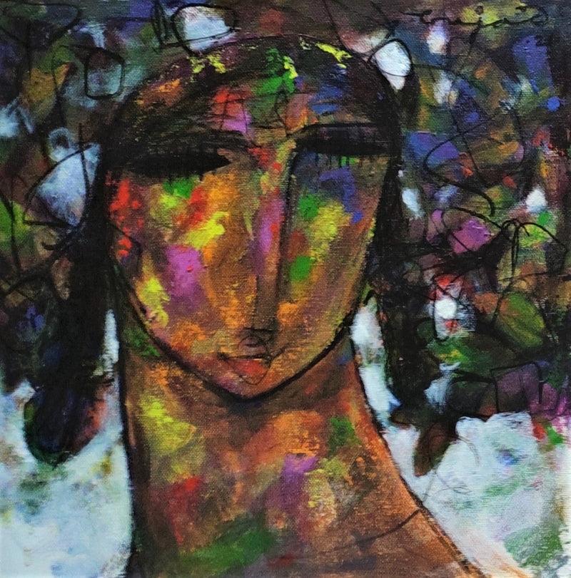 Figurative acrylic painting titled 'Untitled 2', 12x12 inches, by artist Ramesh Gujar on Canvas