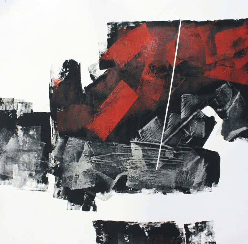 Abstract oil painting titled 'Untitled 2', 20x20 inches, by artist Sudhir Talmale on Paper