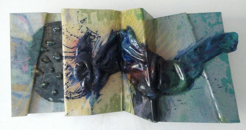 Abstract mixed media titled 'Untitled 2', 18x36 inches, by artist Balu Chaudhari on Acrylic Sheet