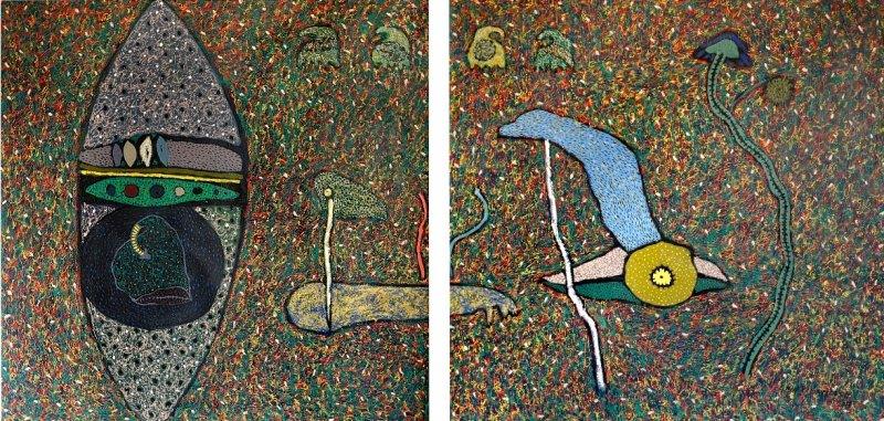 Erotic mixed media titled 'Untitled 20', 36x78 inches, by artist Sandeep Ghule on Canvas