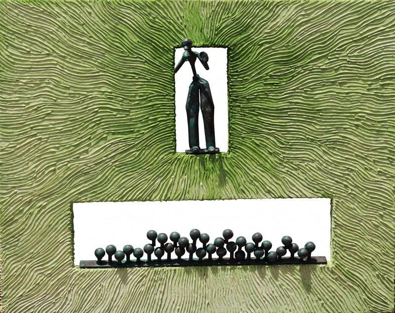 Mural sculpture titled 'Untitled 20', 24x30x2 inches, by artist Prabhakar Singh on Canvas Gesso, Metal