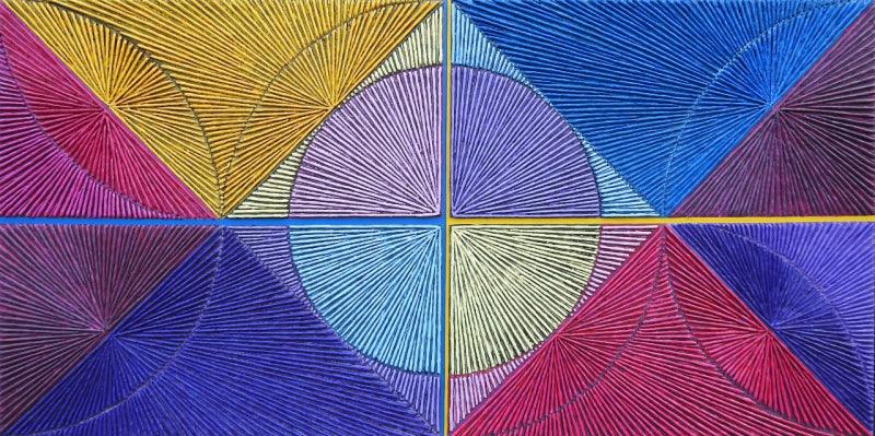 Abstract acrylic painting titled 'Untitled 200', 36x72 inches, by artist Sandesh Khule on Canvas