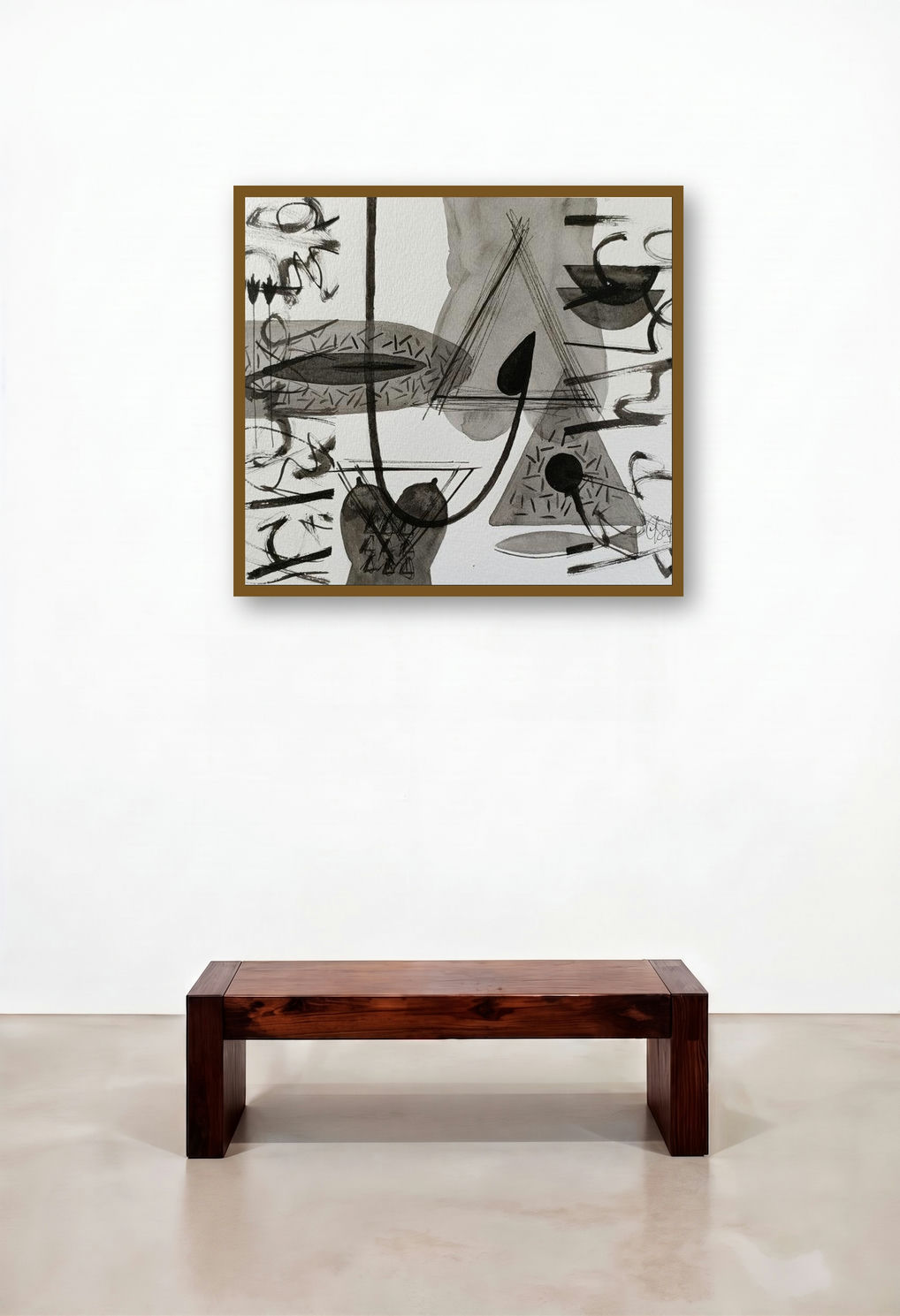 Untitled 201 (Cosmic Dance) by artist Narendra Jatav displayed in a Elegant Hotel Lobby