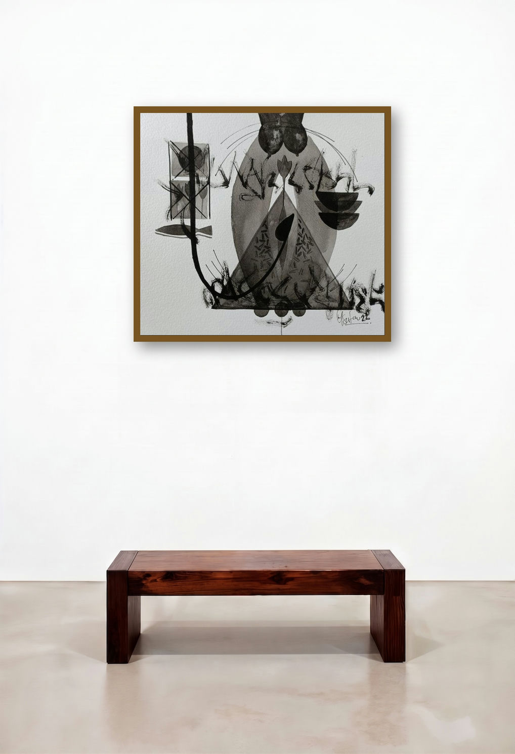 Untitled 202 (Cosmic Dance) by artist Narendra Jatav displayed in a Rustic Foyer