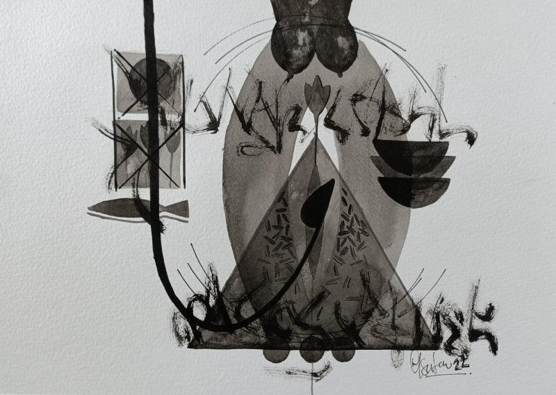 Abstract acrylic painting titled 'Untitled 202', 8x11 inches, by artist Narendra Jatav on Paper