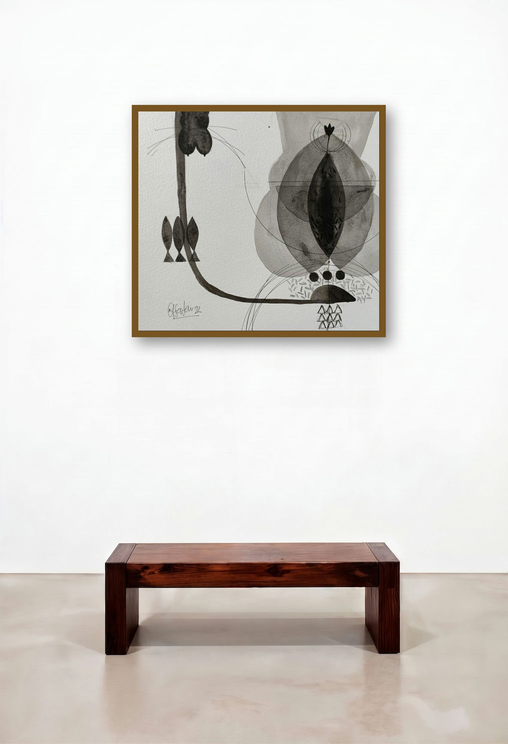Untitled 204 (Cosmic Dance) by artist Narendra Jatav displayed in a Designer Hotel Suite