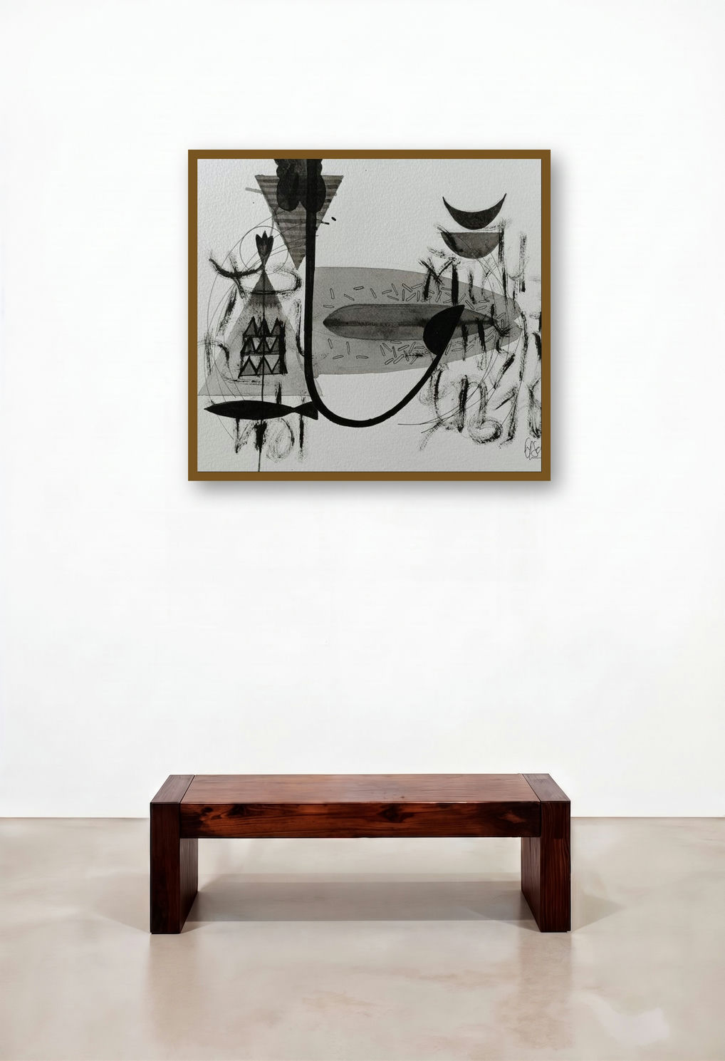 Untitled 206 (Cosmic Dance) by artist Narendra Jatav displayed in a Transitional Dining Room