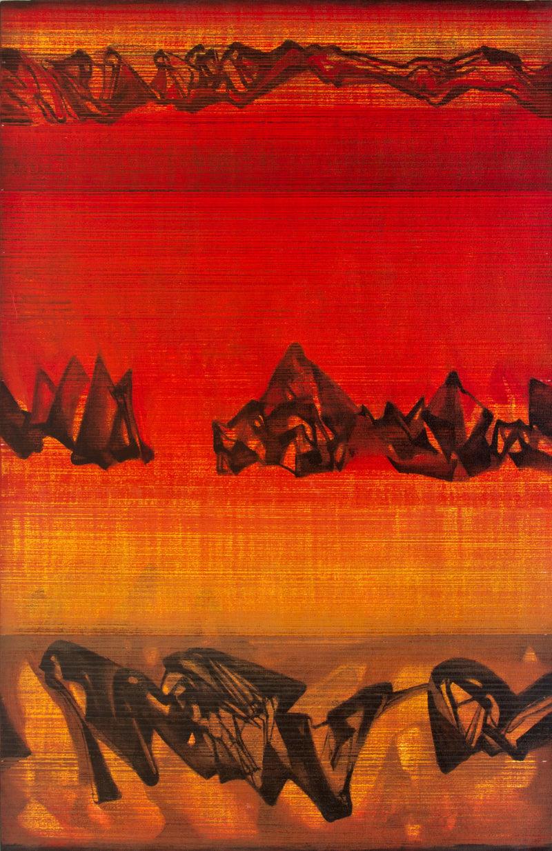 Abstract acrylic painting titled 'Untitled 21', 53x36 inches, by artist Chandan Bhowmick on Canvas