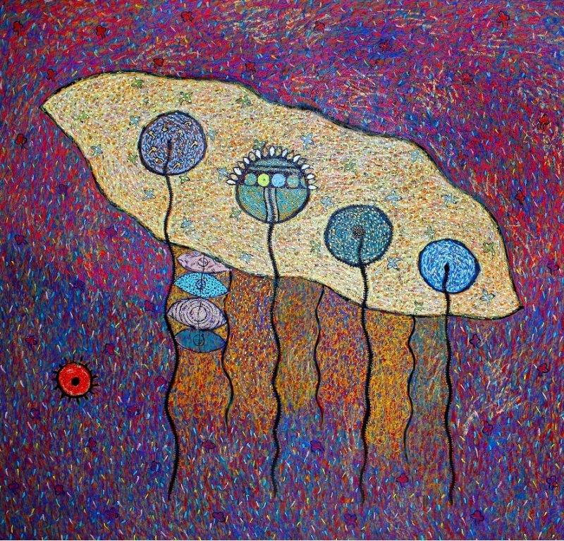 Erotic mixed media titled 'Untitled 21', 78x78 inches, by artist Sandeep Ghule on Canvas