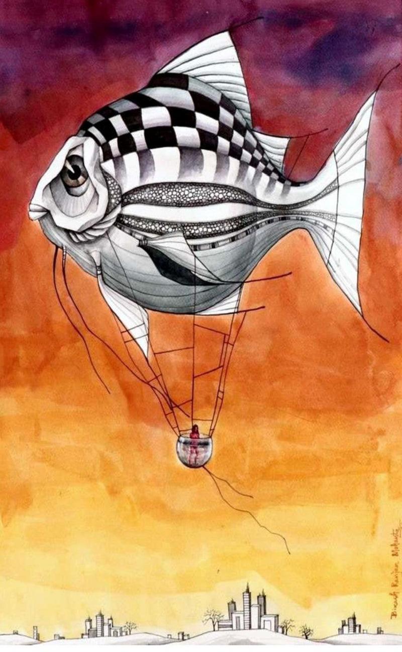 contemporary watercolor painting titled 'Untitled 21', 24x18 inches, by artist Bikash Mohanta on Paper