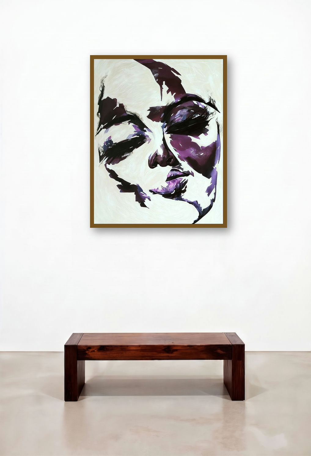 Untitled 21 (Inward Gaze) by artist Vijay Shelar displayed in a Modern Living Room