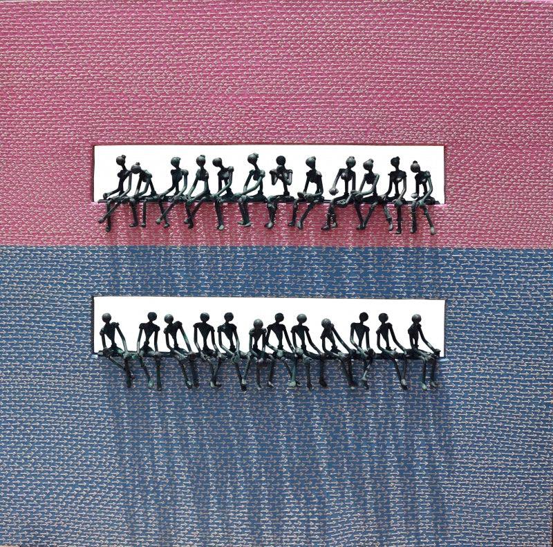 Mural sculpture titled 'Untitled 21', 48x48x2 inches, by artist Prabhakar Singh on Canvas Gesso, Metal