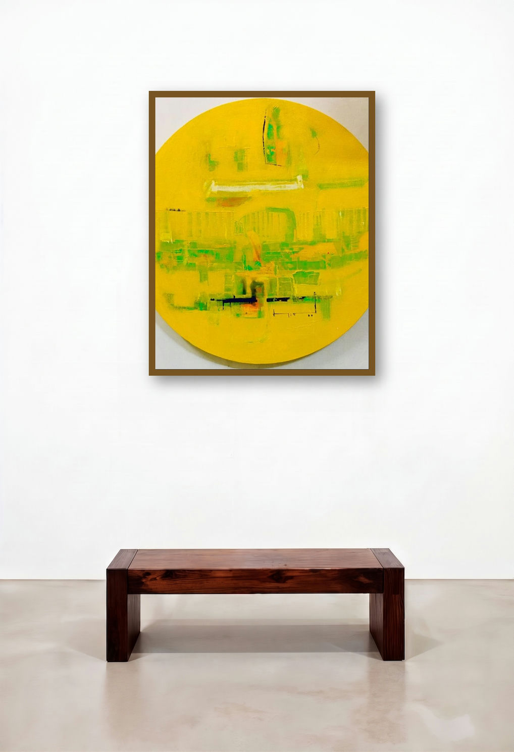 Untitled 21 (Golden Orb) by artist Prasad Mane displayed in a Industrial Penthouse