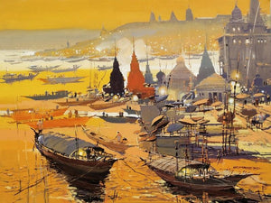 Seascape acrylic painting titled 'Untitled 21', 36x48 inches, by artist Hari Dhongade on Canvas