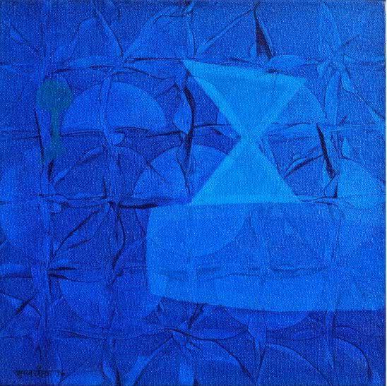 Abstract acrylic painting titled 'Untitled 21', 12x12 inches, by artist Bhushan Vaidhya on canvas