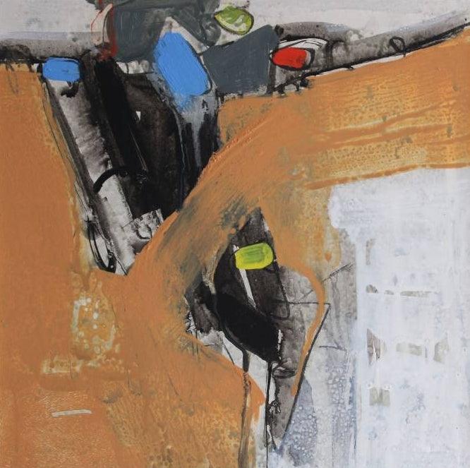 Abstract acrylic painting titled 'Untitled 21', 10x10 inches, by artist Yuvraj Devkar on Paper