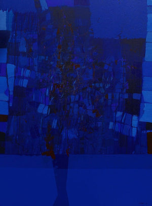 Abstract mixed media painting titled 'Untitled 21', 48x36 inches, by artist Yogesh Murkute on Canvas