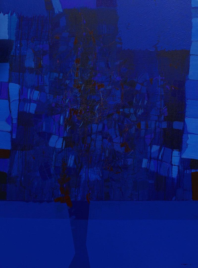 Abstract mixed media painting titled 'Untitled 21', 48x36 inches, by artist Yogesh Murkute on Canvas