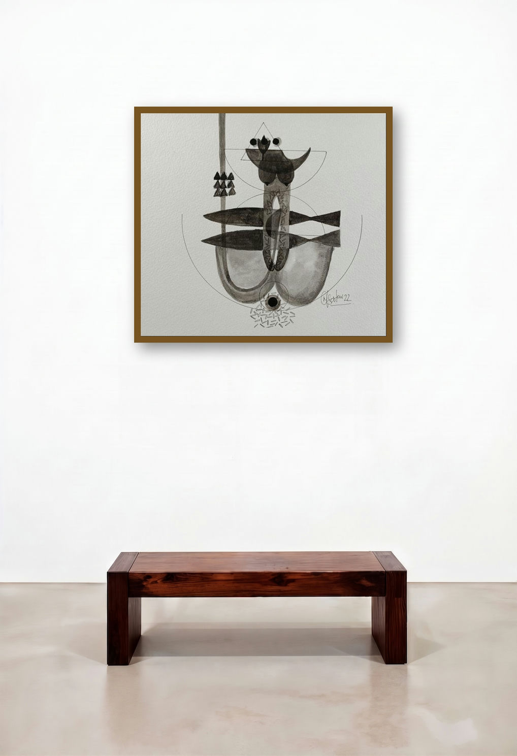 Untitled 216 (Cosmic Tapestry) by artist Narendra Jatav displayed in a Contemporary Luxury Family Room